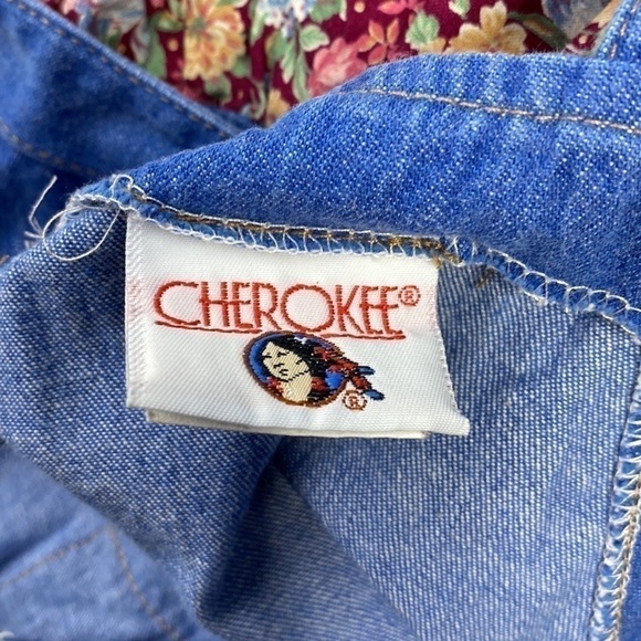 Vintage Cherokee Denim Floral Jumper Dress Size 6X 90s - Picture 6 of 6